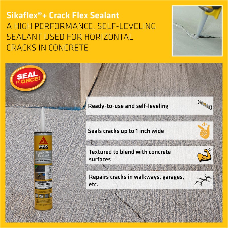 SIKA Sikaflex Crack Flex Sealant, Gray, High-Performance Textured Polyurethane, Self-Leveling, Waterproof Sealant for Horizontal Cracks Up to 1 in Wide, 10.1 fl oz, - Image 3